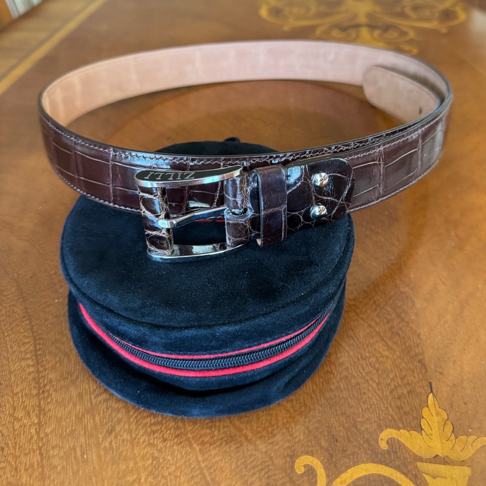 Elegant Brown Crocodile ZILLI Leather Belt